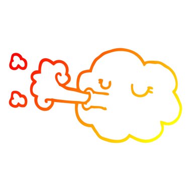 sıcak degrade çizgi çizim karikatür bulut bir fırtına üfleme