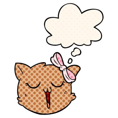 çizgi film kedi yüz ve çizgi roman tarzında kabarcık düşünce