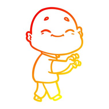 sıcak degrade çizgi çizim karikatür mutlu kel adam