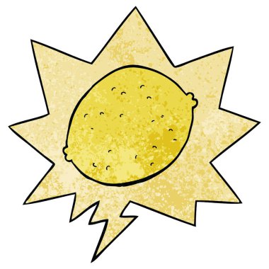 retro doku tarzında karikatür limon ve konuşma balonu