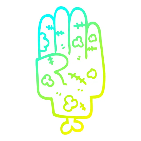 Studená přechodová linie kresba kreslená zombie ruka — Stockový vektor
