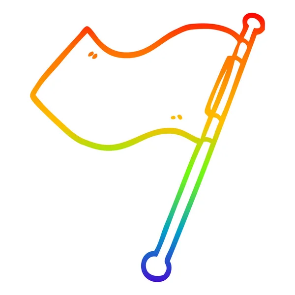 Regenboog gradiënt lijntekening cartoon rode vlag — Stockvector