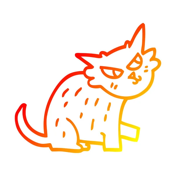 Línea de gradiente caliente dibujo dibujos animados jengibre gato — Vector de stock