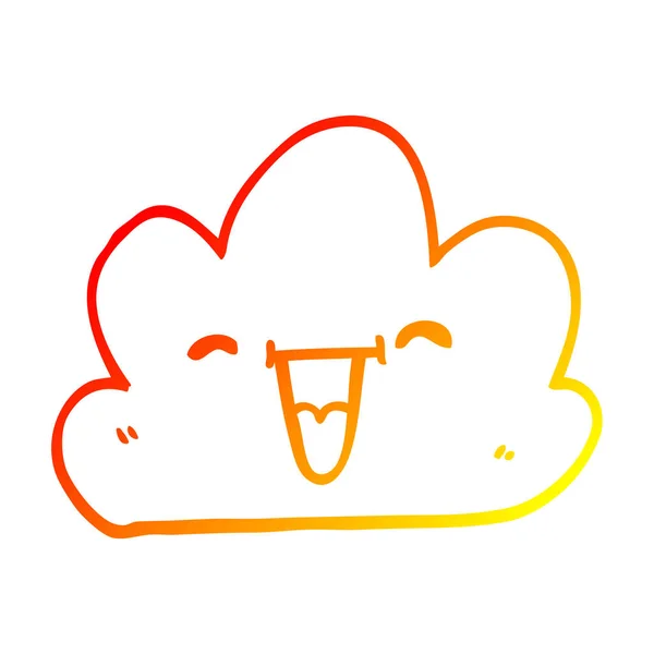 Warme kleurovergang lijntekening cartoon expressieve weer wolk — Stockvector