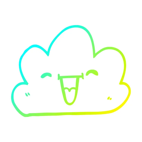Linha gradiente frio desenho cartoon expressivo nuvem meteorológica — Vetor de Stock