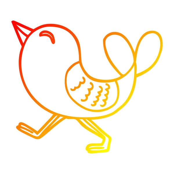 Ζεστή γραμμή ντεγκραντέ σχέδιο καρτούν κόκκινο πουλί — Διανυσματικό Αρχείο