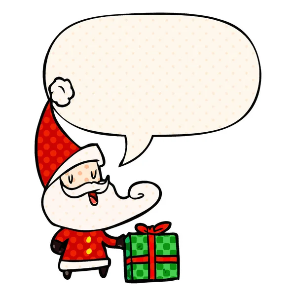 Dibujos animados Santa Claus y burbuja del habla en estilo de cómic — Vector de stock