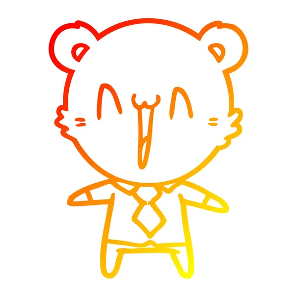 Chaud dégradé ligne dessin heureux ours dessin animé — Image vectorielle