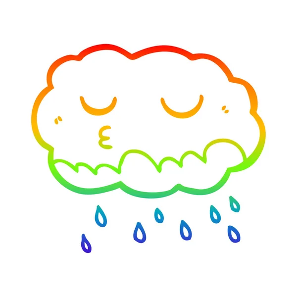 Linea gradiente arcobaleno disegno fumetto pioggia nube — Vettoriale Stock