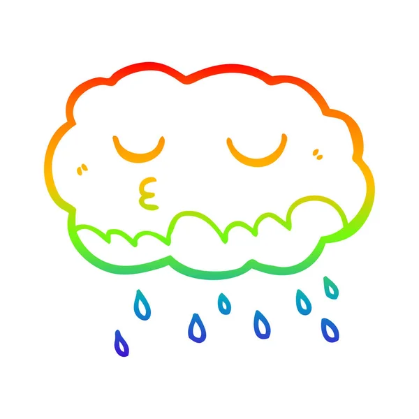 Arco iris gradiente línea dibujo dibujos animados lluvia nube — Archivo Imágenes Vectoriales