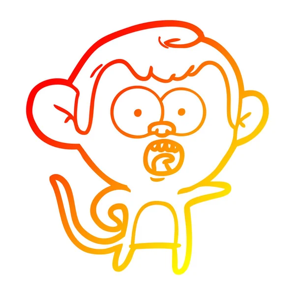 Chaud gradient ligne dessin dessin animé choqué singe — Image vectorielle