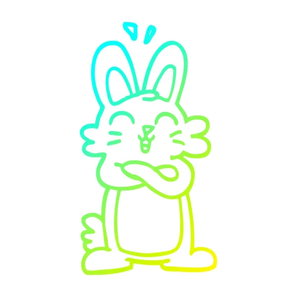Koude gradiënt lijntekening cartoon Jolly Bunny — Stockvector