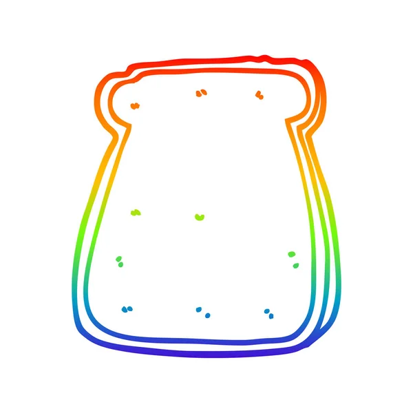 Linha gradiente arco-íris desenho banda desenhada fatia de pão — Vetor de Stock
