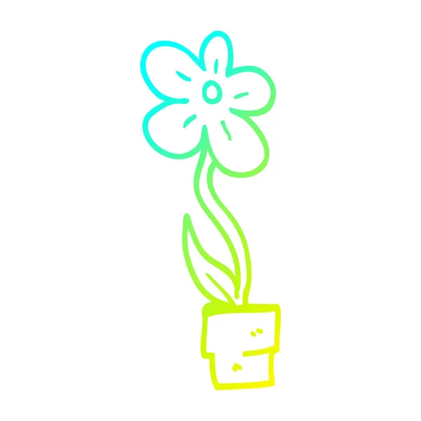 Froid dégradé ligne dessin dessin dessin animé pot de fleurs — Image vectorielle