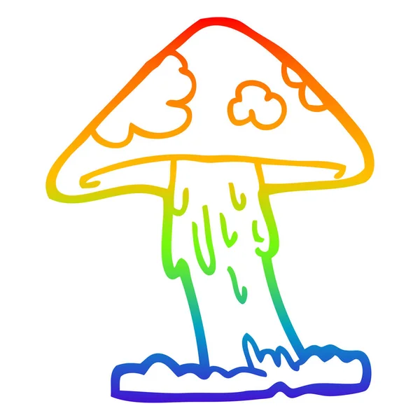 虹のグラデーションライン描画漫画キノコ — ストックベクタ
