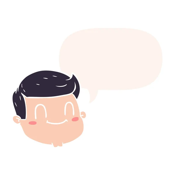 Καρτούν αρσενικό πρόσωπο και φούσκα ομιλίας σε ρετρό στυλ — Διανυσματικό Αρχείο