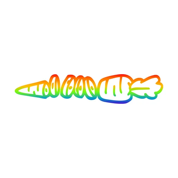 Regenboog gradiënt lijntekening cartoon gehakte wortel — Stockvector