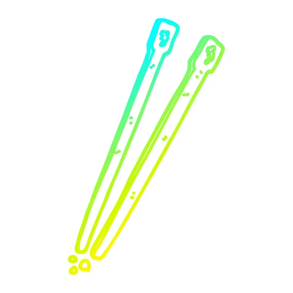 Cold gradient line drawing cartoon chop sticks — Stock Vector