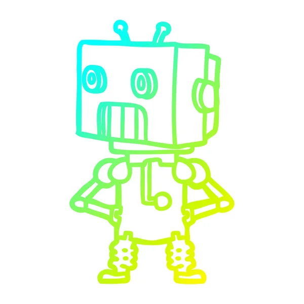 Linha gradiente frio desenho robô desenhos animados —  Vetores de Stock