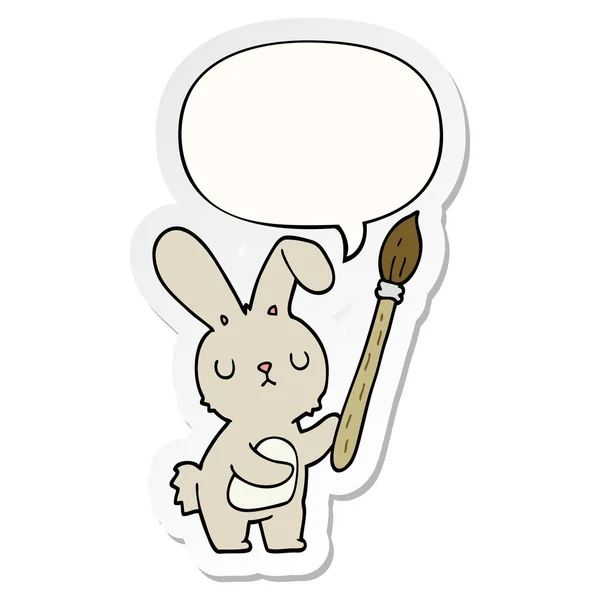 Kreslený králík a štětec na malování — Stockový vektor