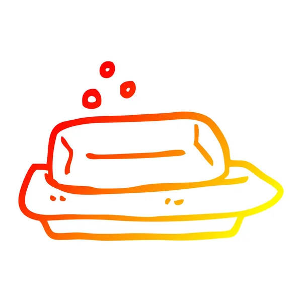 Linea gradiente caldo disegno cartone animato sapone e piatto — Vettoriale Stock