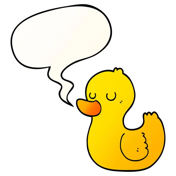 Cartoon duck and speech bubble in smooth gradient style — Stock Vector