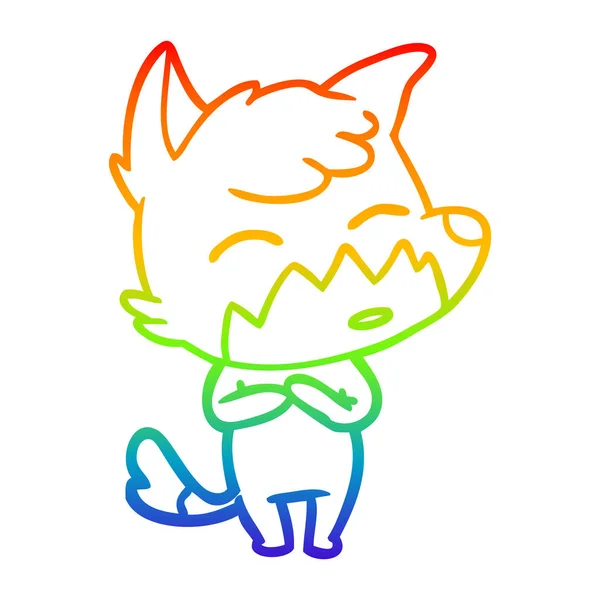 Regenbogen-Gradienten-Linie Zeichnung Cartoon Fox — Stockvektor