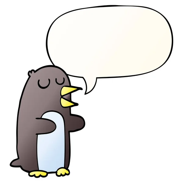 卡通企鹅和语音气泡在平滑的渐变风格 — 图库矢量图片