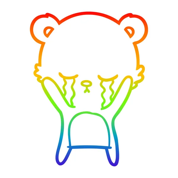 彩虹渐变线绘制哭卡通北极熊 — 图库矢量图片