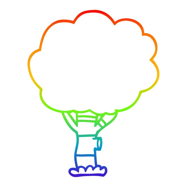 Regenbogen-Gradientenlinie Zeichnung Cartoon-Baum — Stockvektor