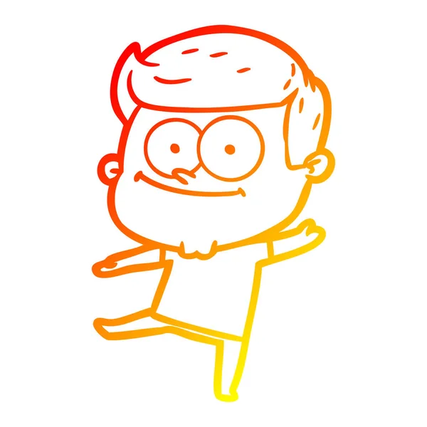 Linha gradiente quente desenho cartoon homem feliz — Vetor de Stock