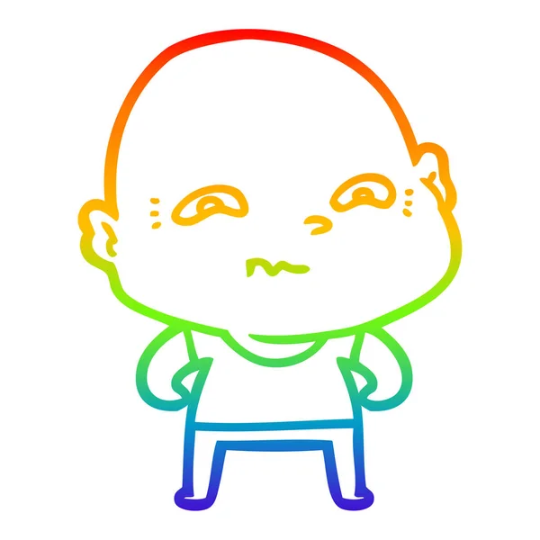 Rainbow gradient linje ritning tecknad läskiga killen — Stock vektor