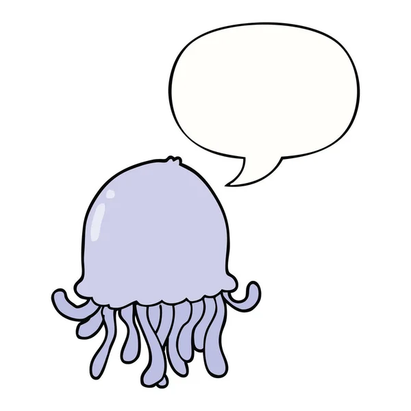 Cartoon jellyfish and speech bubble — Stock Vector