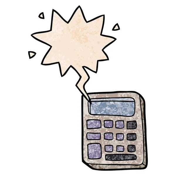 Kalkulator kreskówki i Bubble mowy w stylu retro tekstury — Wektor stockowy