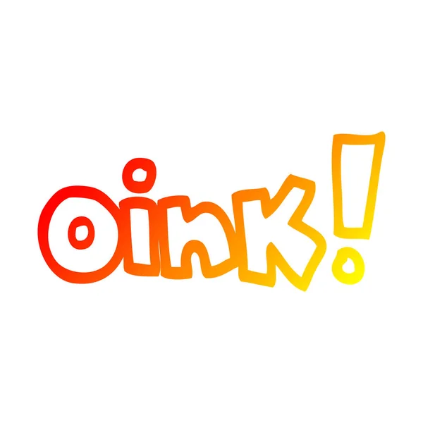 Warme kleurovergang lijntekening cartoon woord Oink — Stockvector