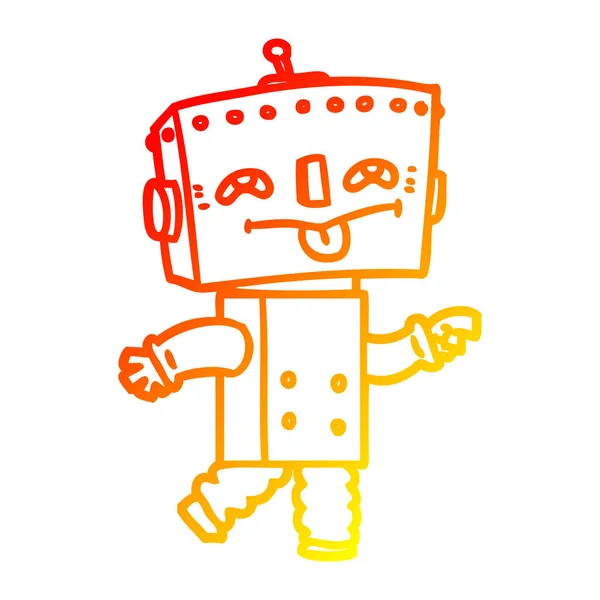 Linha gradiente quente desenho robô desenhos animados — Vetor de Stock
