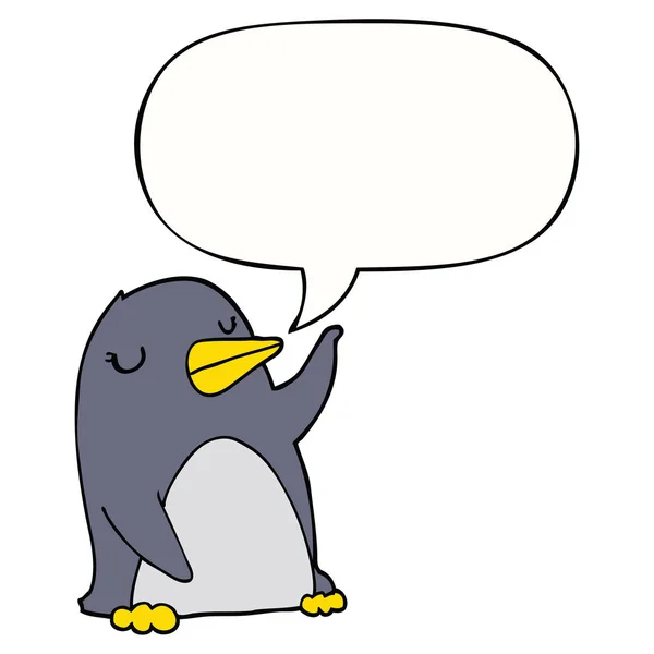 Pingüino de dibujos animados y burbuja del habla — Archivo Imágenes Vectoriales