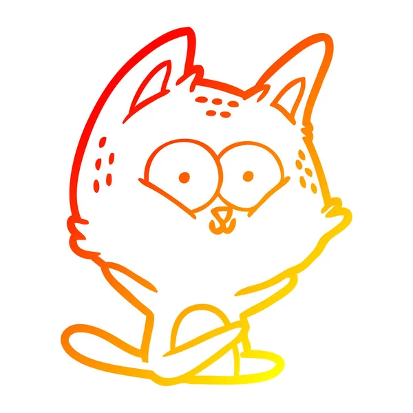 Warme kleurovergang lijntekening cartoon kat — Stockvector