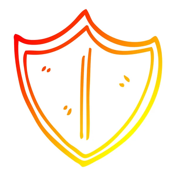 Warme kleurovergang lijntekening cartoon oude Shield — Stockvector