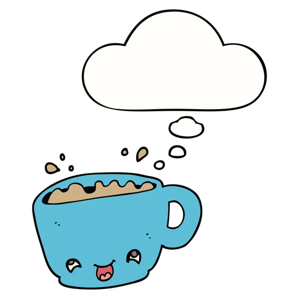 コーヒーと思考バブルの漫画カップ — ストックベクタ