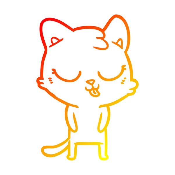 उबदार ग्रेडिएंट ओळ रेखा रेखा कार्टून मांजर — स्टॉक व्हेक्टर
