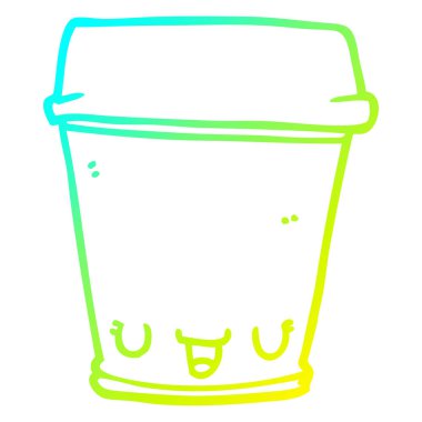 soğuk degrade çizgi çizim karikatür kahve fincanı