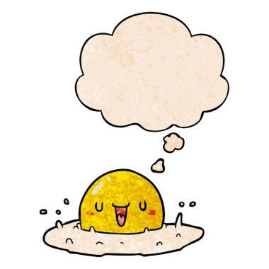 karikatür kızarmış yumurta ve grunge doku desen s düşünce balonu