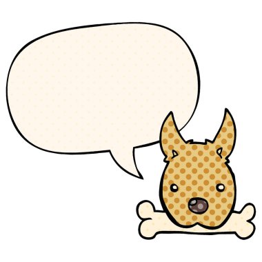 çizgi film köpek ve kemik ve çizgi roman tarzında konuşma balonu