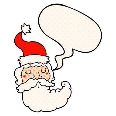 çizgi roman tarzında karikatür santa yüz ve konuşma balonu