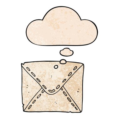 karikatür mektup ve grunge doku desen stil düşünce balonu