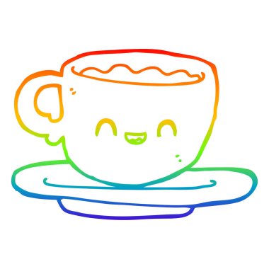 gökkuşağı degrade çizgi çizim karikatür sıcak fincan kahve