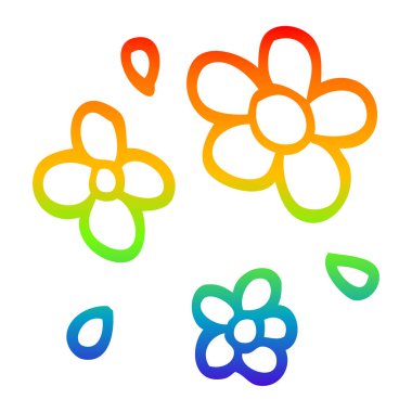 gökkuşağı degrade çizgi çizim karikatür dekoratif çiçekler