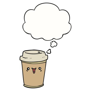 karikatür kahve ve düşünce balonu çıkarmak