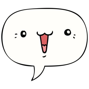 sevimli karikatür yüz ve konuşma balonu